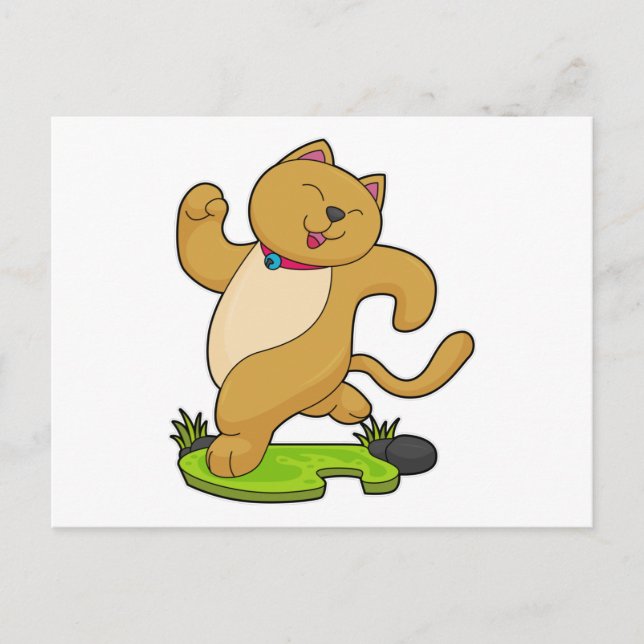 Cartão Postal Gato com Gargantilha Correndo (Frente)
