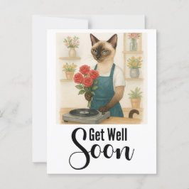 Cartão Postal Gato com muitas flores Melhoras logo 