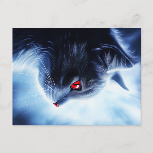 Cartão Postal Gato com Olhos Vermelhos (Frente)