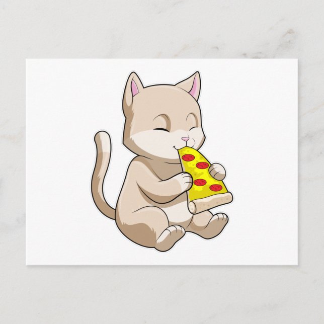 Cartão Postal Gato com Pizza (Frente)