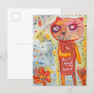 Cartão Postal Gato com um Coração Tender