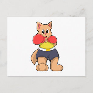 Cartão Postal Gato como Boxeador no Boxe