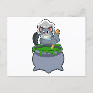 Cartão Postal Gato como cozinheiro com poção mágica