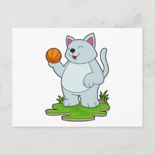 Cartão Postal Gato como jogador de basquete com bola de basquete