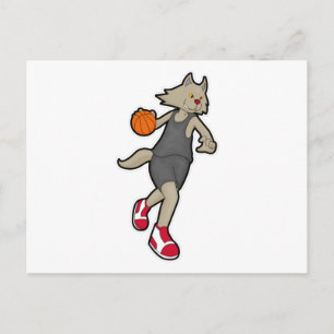 Cartão Postal Gato como jogador de basquetebol