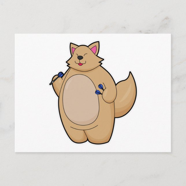 Cartão Postal Gato como jogador de dardos com dardos (Frente)