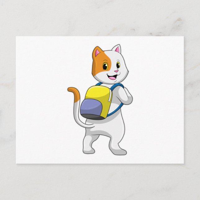 Cartão Postal Gato como Mochileiro (Frente)