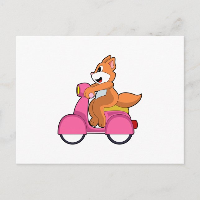 Cartão Postal Gato como motociclista com Scooter.PNG (Frente)