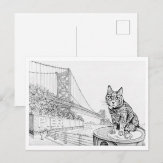 Cartão Postal Gato da Filadélfia perto da Ponte Ben Franklin