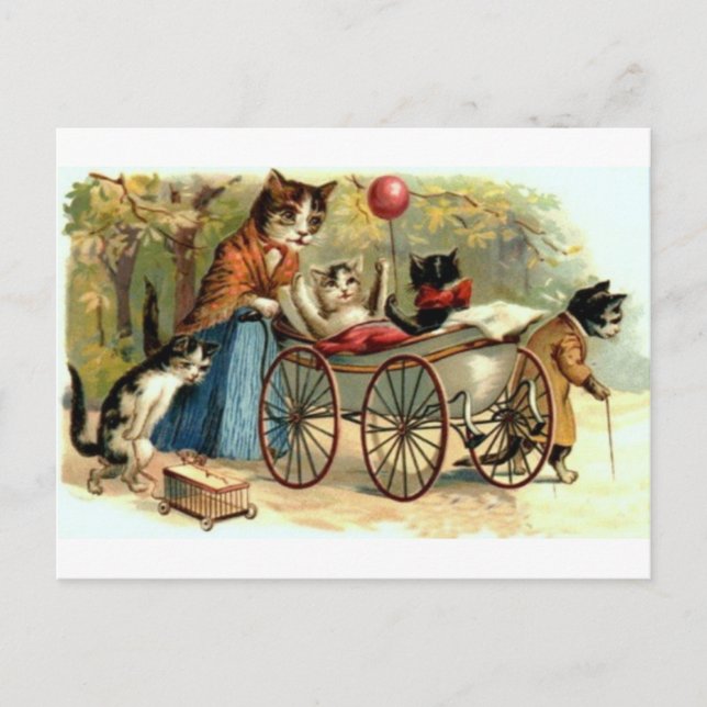 Cartão Postal Gato da mãe do vintage (Frente)