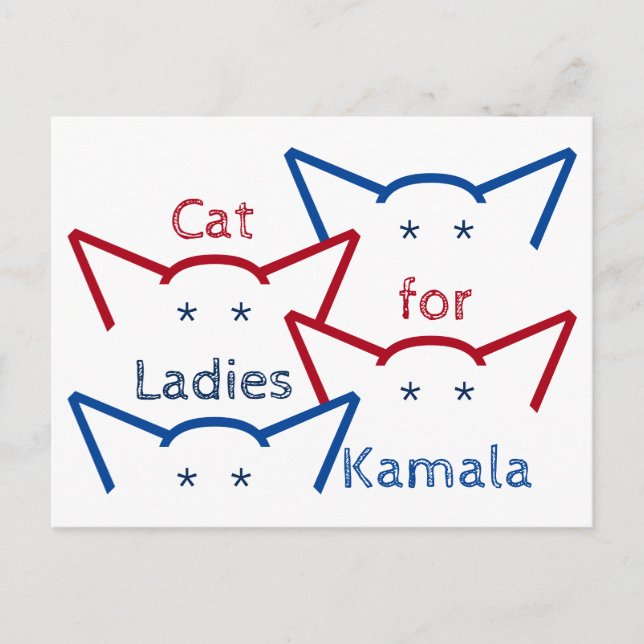 Cartão Postal Gato Damas para Kamala Harris Oculta Arte ASCII (Frente)