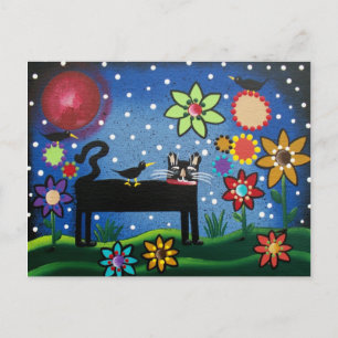 Cartão Postal Gato de arte folclórica com atitude de LORI EVERE