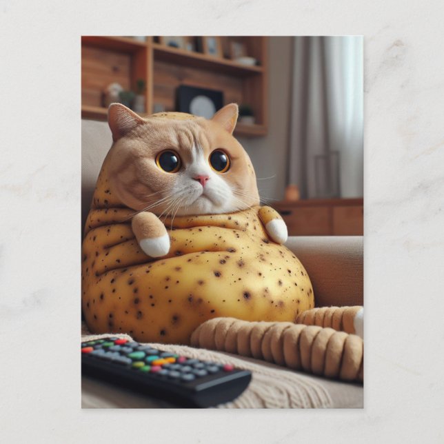 Cartão Postal Gato de Batata Engraçado (Frente)