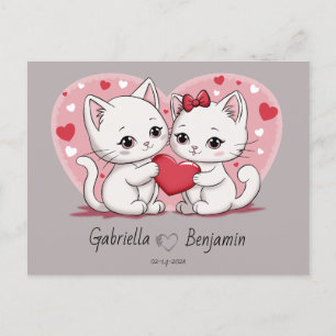 Cartão Postal Gato de Cartoon Bonito abre dia de Namorados