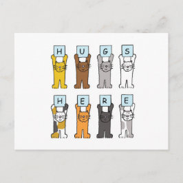 Cartão Postal Gato de Cartoon Gato Abraços Aqui