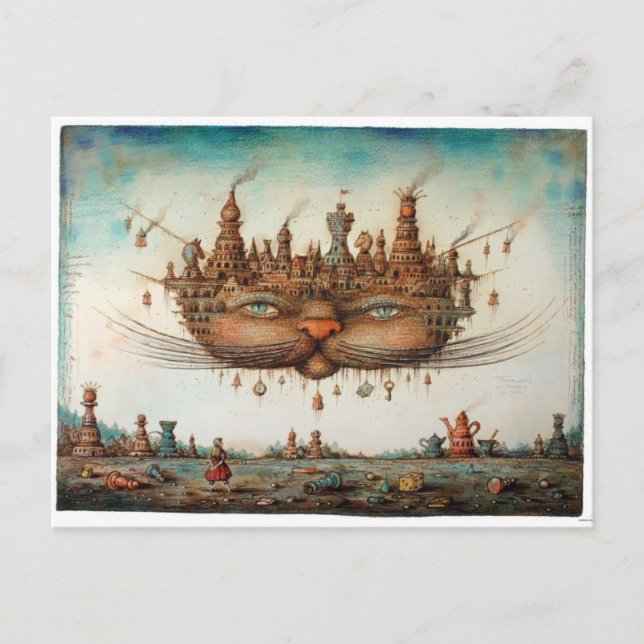 Cartão Postal Gato de Cheshire (Frente)