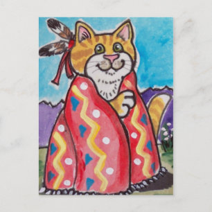 Cartão Postal Gato de cobertor índio - Cartão-postal sudoeste