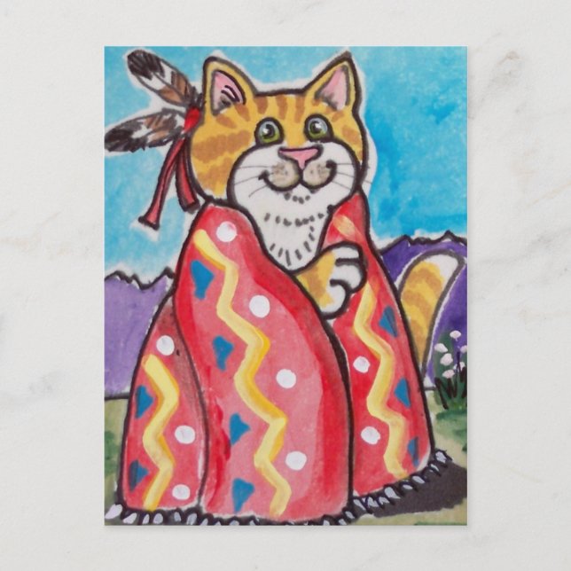 Cartão Postal Gato de cobertor índio - Cartão-postal sudoeste -  (Frente)