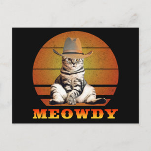 Cartão Postal Gato de Cowboy Engraçado