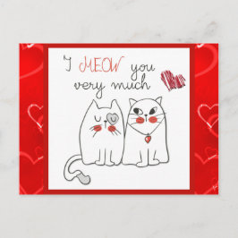 Cartão Postal Gato de Desenho Animado Engraçado Fofo Amor