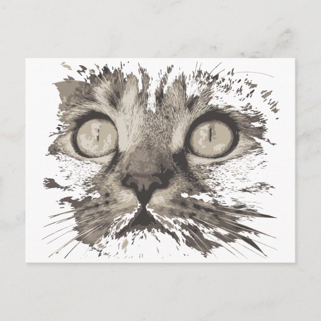 Cartão Postal Gato de desenho criativo (Frente)
