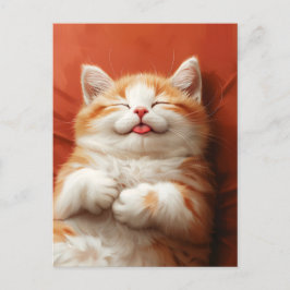 Cartão Postal Gato de Dormir Engraçado com Língua