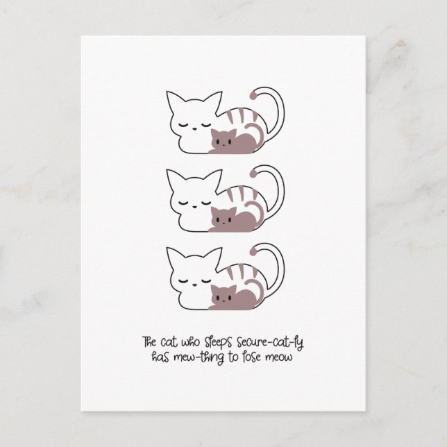 Cartão Postal Gato de Dormir Engraçado e Arte II (Frente)