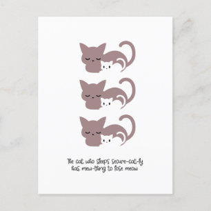 Cartão Postal Gato de Dormir Engraçado Pun e Arte I