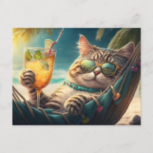 Cartão Postal Gato de Férias