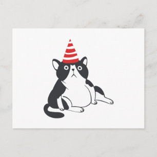 Cartão Postal Gato de festa - Escolha a cor do fundo