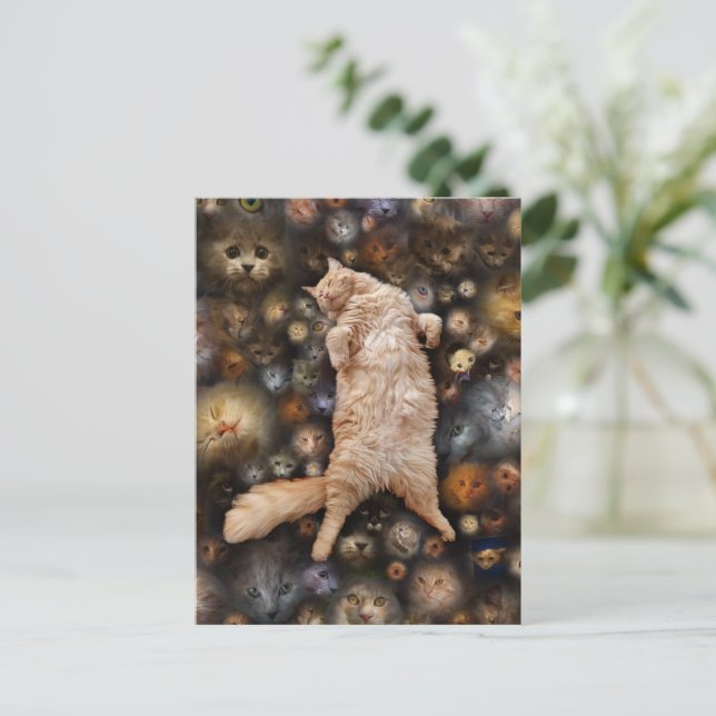 Cartão Postal Gato de Gatinho da Noite, (Em pé/Frente)