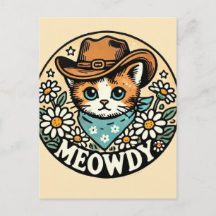 Cartão Postal Gato de Gatinho de Cowboy Meowdy
