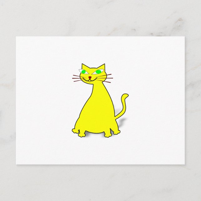 Cartão Postal Gato de gordura amarelo (Frente)