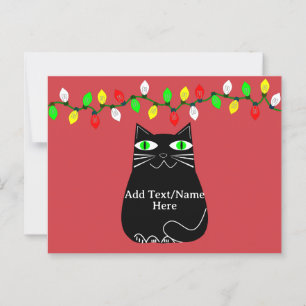 Cartão Postal Gato De Gordura Preto Com Olhos Verdes Texto Perso