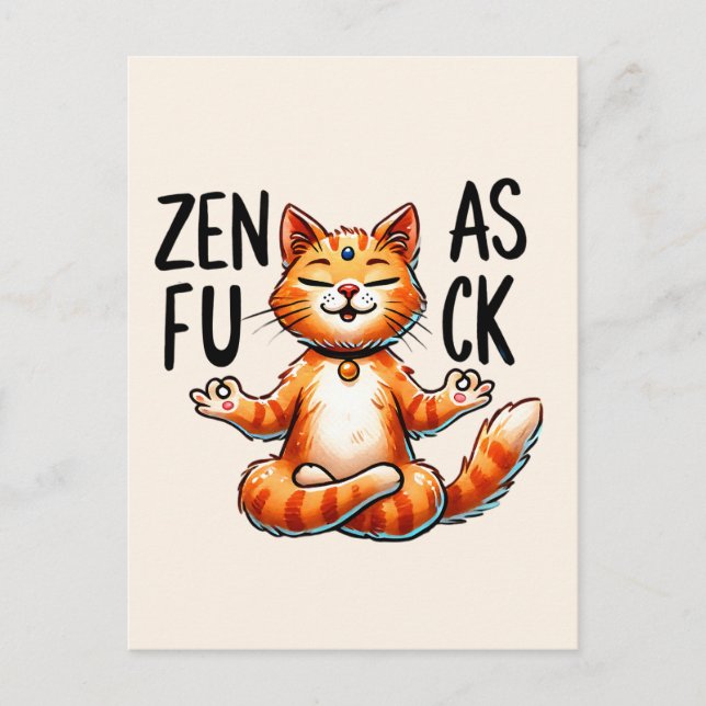 Cartão Postal Gato de ioga - Zen (Frente)