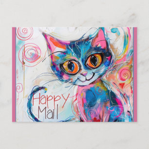Cartão Postal Gato de Mala Feliz
