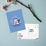Cartão Postal Gato de NaMEOWste em um Yoga Meditando Azul<br><div class="desc">Cartão-postal do tema yoga de gato bonito e divertido para enviar a amigos ou familiares. Nossa design apresenta nosso gato yoga desenhado à mão em uma pose de ioga de siddhasana, fechando os olhos e meditando. As cores do fundo e o logotipo/ ilustração do gato podem ser alterados clicando-se em...</div>