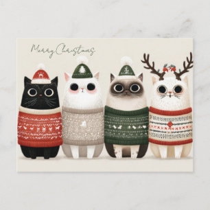 Cartão Postal Gato de Natal Engraçado
