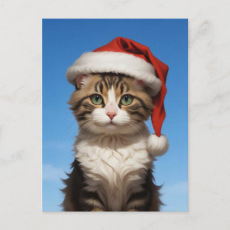Cartão Postal gato de natal fofo