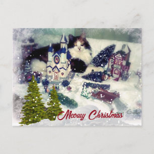 Cartão Postal Gato de Natal retrô / Feriado de amante de gato