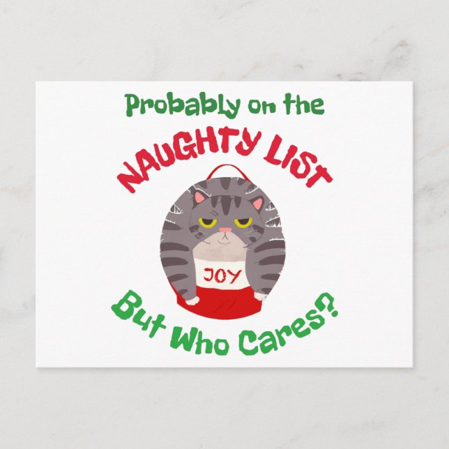 Cartão Postal Gato de Natal Sarcástico rabugento, provavelmente  (Frente)