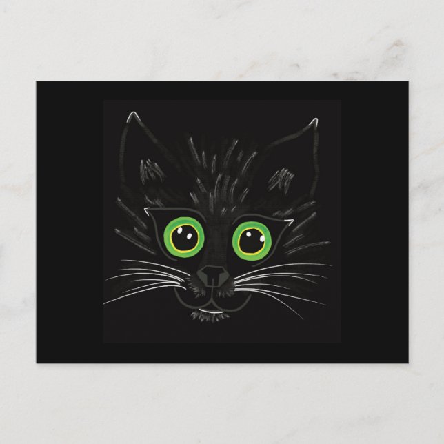 Cartão Postal Gato De Olhos Verdes Sorridentes (Frente)
