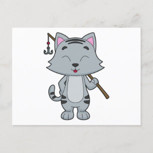 Cartão Postal Gato de Pesca e Pesca