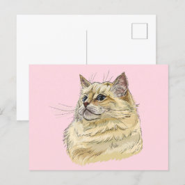 Cartão Postal Gato de Ragdoll que desenhava a mão
