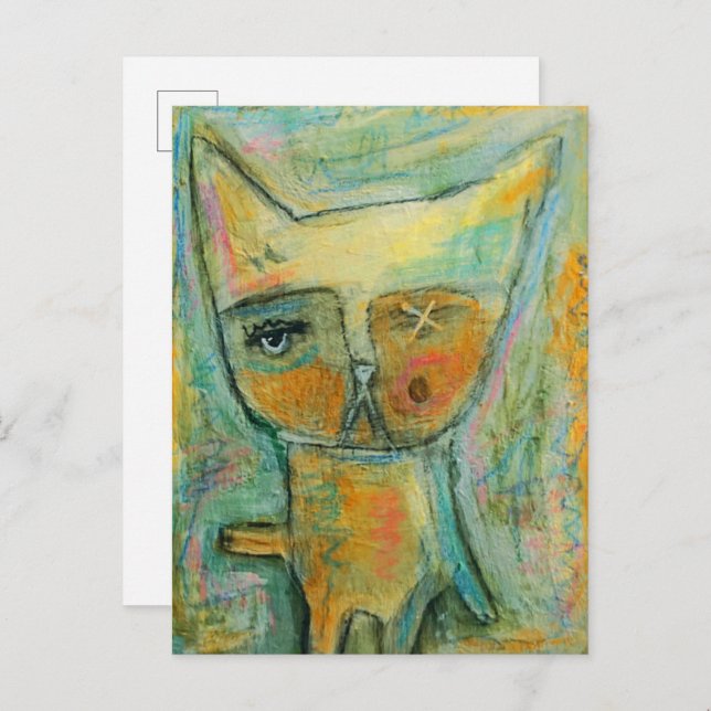 Cartão Postal Gato de um só olho (Frente/Verso)