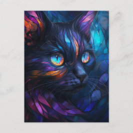 Cartão Postal Gato de vidro branco e colorido