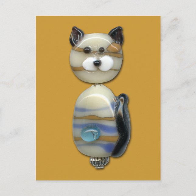 Cartão Postal Gato de Vidro Castanho Azul (Frente)
