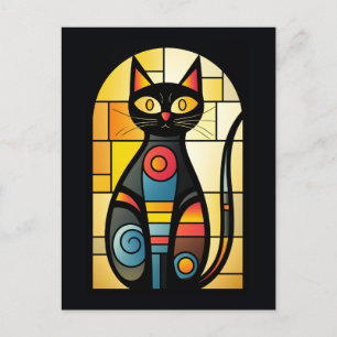 Cartão Postal Gato de Vidro Pintado Falso
