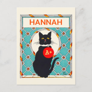 Cartão Postal Gato de vintagem do prêmio de Grau de Professor Pe