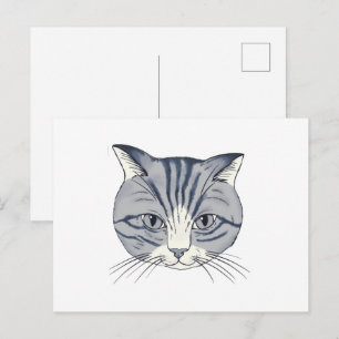 Cartão Postal Gato desenhado à mão